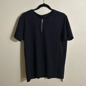 Blue stretchy zip up shirt - never worn, tag on